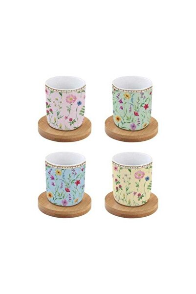 Generic Easy Life 4-Piece Meadow Flowers Cup and Saucer Set