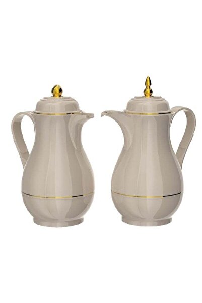 Bien Servi 2-Piece High Quality Plastic Body Vacuum Flask Set Beige 1 L