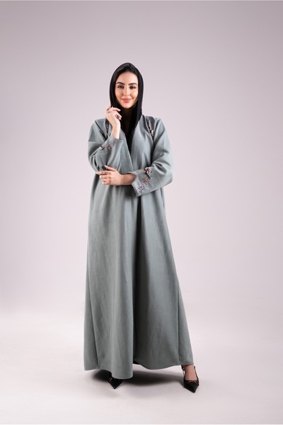 Abay Suede winter abaya – apple green