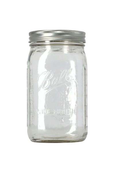 Ball 12-Piece Wide Mouth Glass Mason Jar with Airtight Lid Clear and Silver 9...