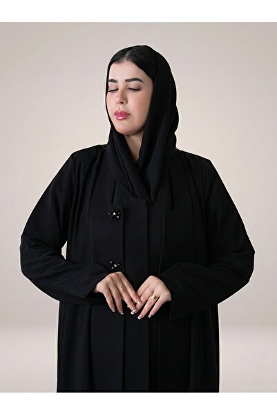 Abay عباية كريب رسمي كرستال -لون اسود