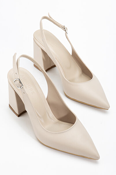 camaiore Women's Classic Heeled Pointed Toe Shoes Beige Leather