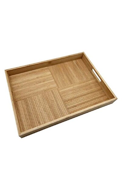 Bien Servi Elegant Design Rectangular Bamboo Serving Tray Brown