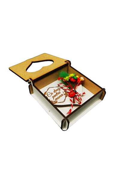 OEM Martisor personalizat pentru Mama, magnet inima din lemn decorata cu flor...