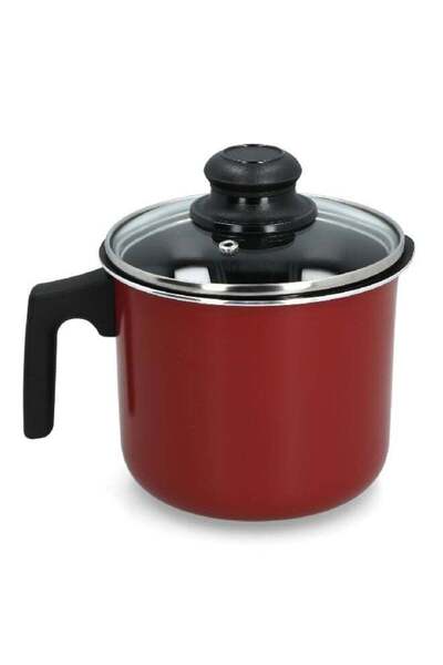 Parfait إبريق حليب متين من الألومنيوم غير اللاصق مع غطاء، باللونين الأحمر وال...