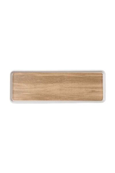 Felli Modern and Elegant Design Melamine Rectangular Serving Tray Brown and W...