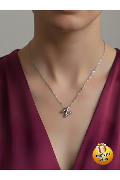 Piercing Market Steel & Silver 3D Balloon Letter N Gift Necklace