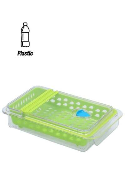 Felli Plastic Rectangular Dew Fresh Herb and Produce Storage Container Green ...