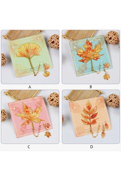 shika 1Pc Vintage Autumn Leaves Hollowed Out Bronze Metal Bookmark Teacher Writer Friend Gift