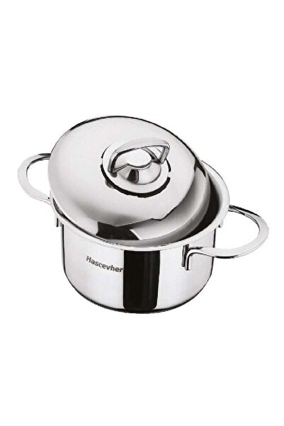 Hascevher Mini Stainless Steel Casserole with Lid Silver 16 cm