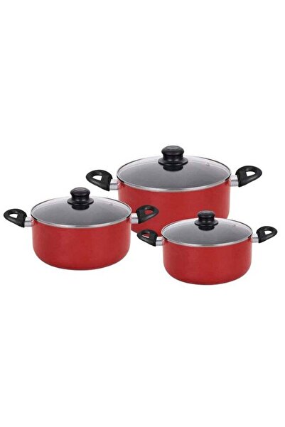 Parfait 6-Piece High Quality Casserole Set Red and Black