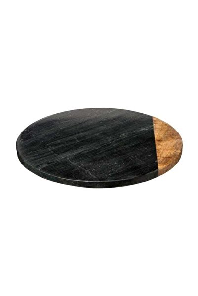 Secret de Gourmet Marble Round Shape Turning Serving Tray Black and Brown 30 cm