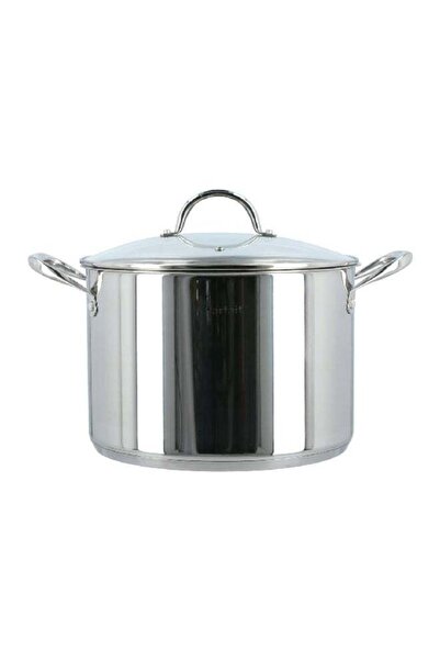 Parfait Ergonomic Handle Stainless Steel Stock Pot with Lid Chrome and Clear ...