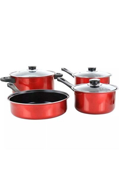 Gibson 7-Piece Cardinal Non-Stick Cookware Set Red and Black