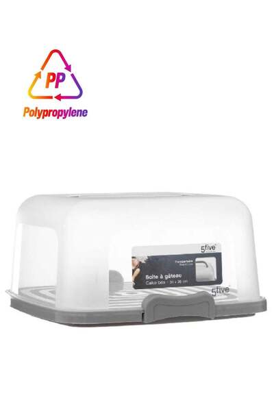 Generic علبة كيك محمولة من البولي بروبيلين من فايف سيمبلي سمارت، رمادية وشفاف...