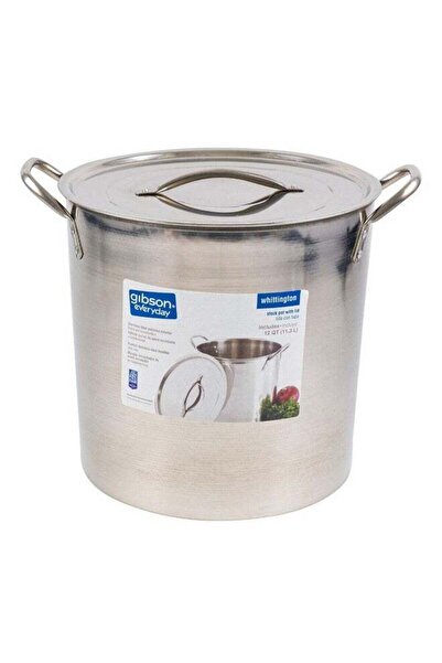Gibson Whittington Everyday Stainless Steel Stockpot with Lid Silver 12 Quart