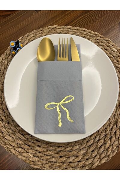 kidspartim مناديل جيب رمادية اللون مصنوعة من قماش ذهبي مطلي بالذهب، مزينة بفي...