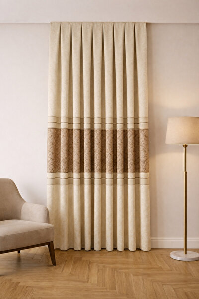 Cortibo Κουρτίνα φόντου Berlin Pilesiz Pano σε μπεζ απόχρωση