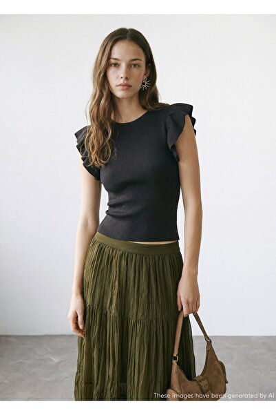 Mango Teen Fırfırlı triko bluz