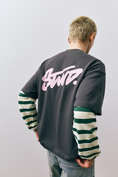 Pull & Bear STWD logolu bol kesim t-shirt