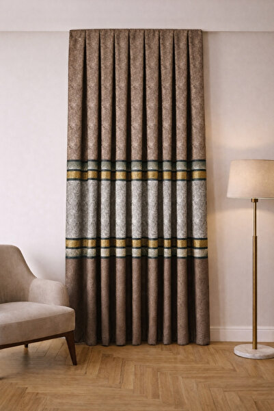 Cortibo Κουρτίνα φόντου Berlin Pilesiz Pano σε καφέ χρώμα