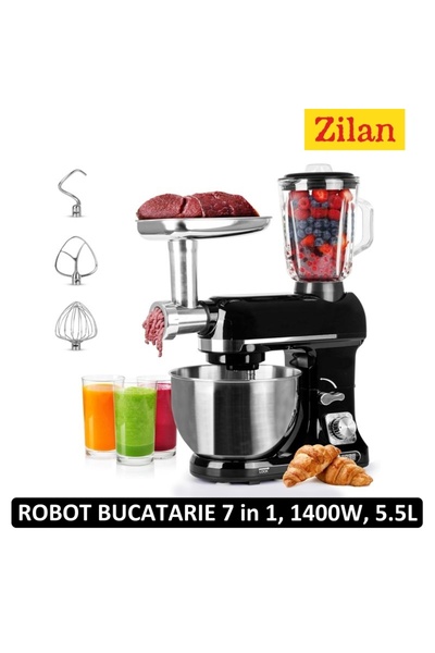Zilan Robot de Bucatarie Multifunctional 7 in 1 - 1400W, 5.5L, Mixer Blender ...