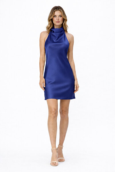 codemark Women's Satin Halter Neck Backless Mini Dress