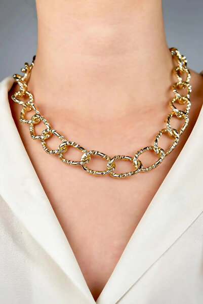 Sose Moda Cutout Model Chain Long Necklace - Gold