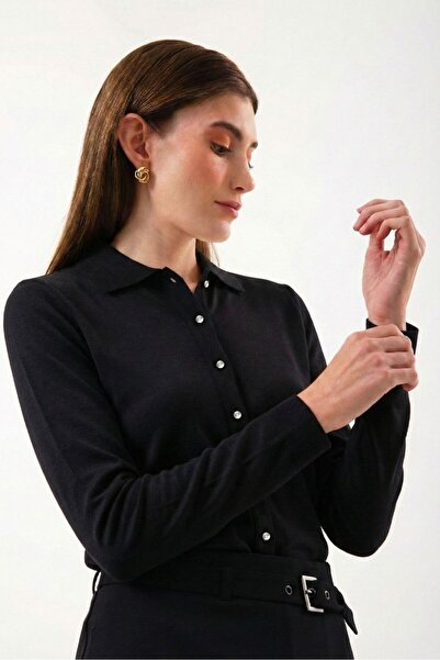UNIQVIBE 100% Organic Cotton Black Slim Fit Women's Shirt
