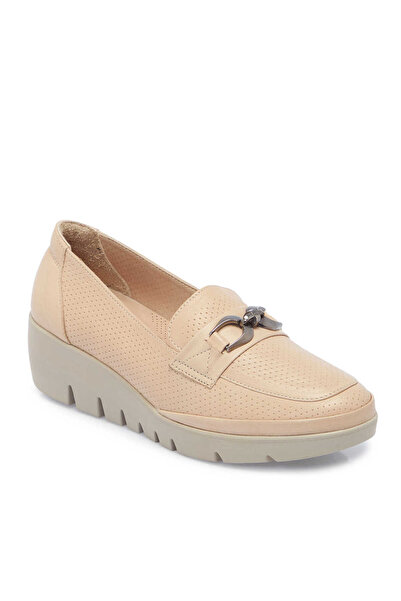 Tergan Bej Hakiki Deri Kadın Dolgu Topuklu Ayakkabı - K25I1AY67845-A25