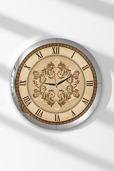 Zevahir Mobilya Dekorasyon Silver Framed Timeless Elegance Round Mdf Wall Clock