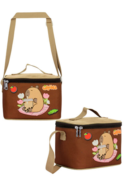 ÜMİT ÇANTA Cutie de prânz termică Capybara pentru școala primară – Bej și mar...