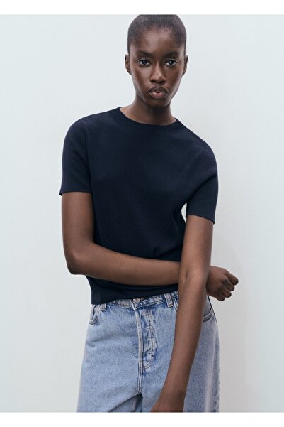 MANGO Woman Kısa kollu ince triko kazak