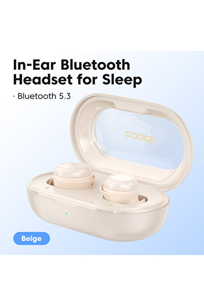 Toocki Beige Wireless Earphone Bluetooth 5.3 IPX4 Waterproof Headset Touch Co...