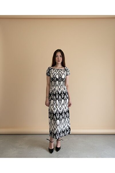 Rabiossa Women's Flexible Waist Madon Collar Dress