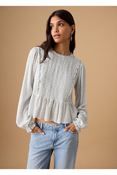 Mango Teen Büzgülü desenli bluz