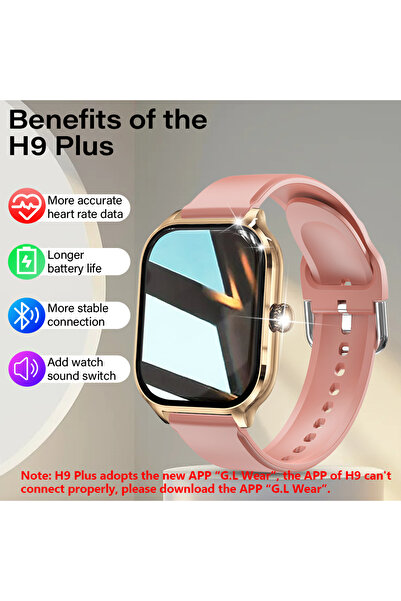 Choice H9 Plus-Pink H9 New Smart Watch 2.01 Inch HD Display Answer Make Call ...