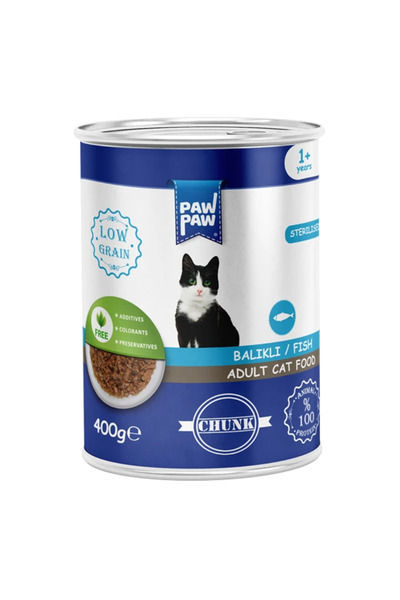 PawPaw Wet food for adult cats with fish pieces in sauce 400 g, delicious tas...