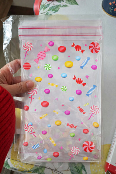 İnci Fix Yapışkanlı 25 li 13x23 Bayram Temalı Şeker Desenli OPP Hediye Poşeti...