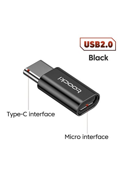 Toocki Micro to C Black OTG USB 3.0 To Type C Adapter Micro To Type C Male To...