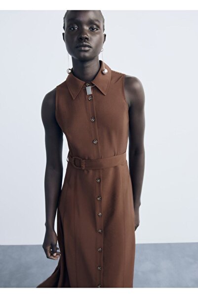 MANGO Woman Kemerli gömlek elbise