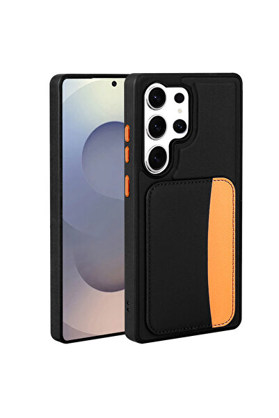 zore Galaxy S25 Ultra Case with Card Holder Sys X-Kart Silicone Cover - Black