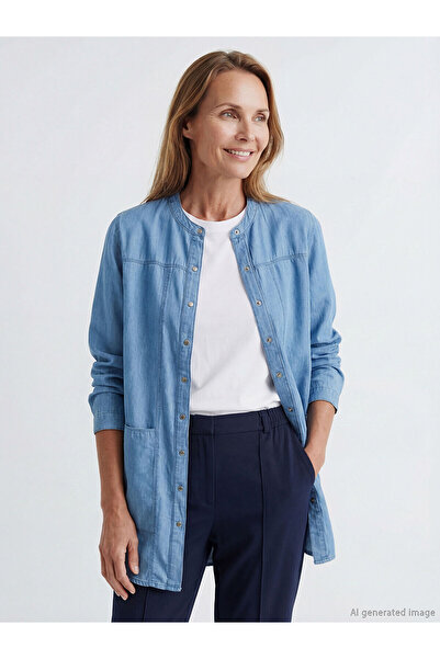 LC Waikiki Blue Judge Collar Women's Jean Tunic