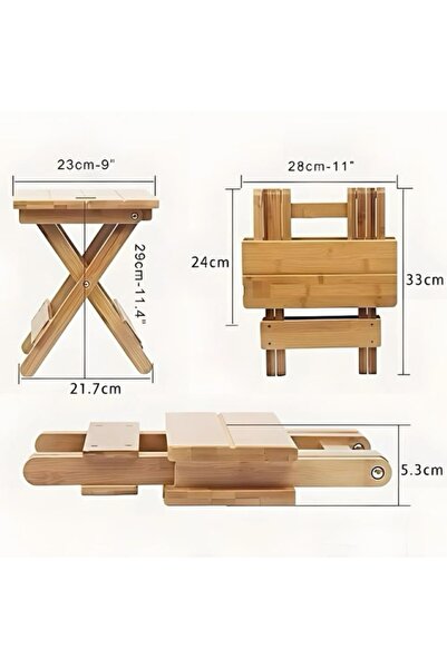 otantikdekorasyon Katlanır Ahşap Tabure Sandalye Çam ağacı