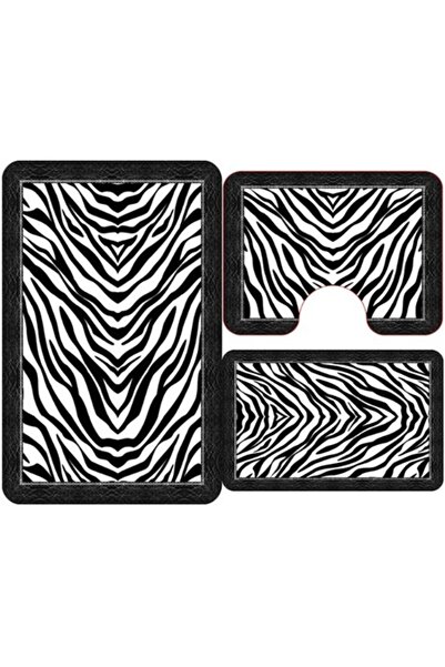OEM Set of 3 Bath Mats, Zebra Pattern, Non-Slip, Durable