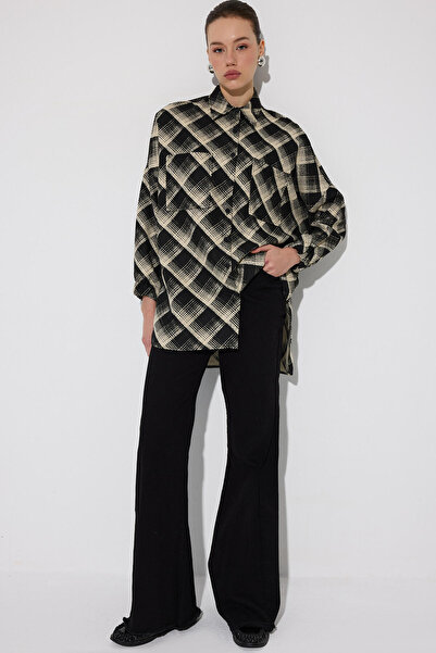 Touché Privé Plaid Patterned Silvery Shirt