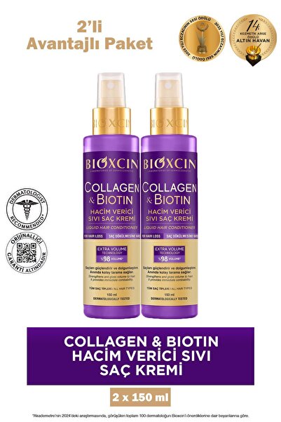 Bioxcin Collagen Biotin Volumizing Liquid Conditioner 150 ml 2 Pieces