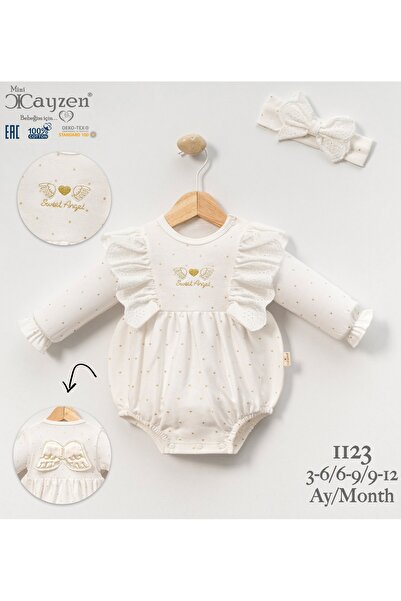 cayzen Angel Embroidered Girl's Romper with Angel Wings and Bandana 1123