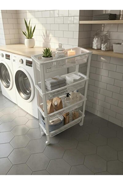 Okyanus Home 4-Tier Basic Bathroom-Kitchen Organizer with Wheels