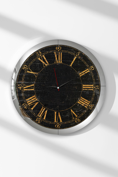 Zevahir Mobilya Dekorasyon Ρολόι τοίχου MDF με ασημένιο πλαίσιο και λεπτομέρε...